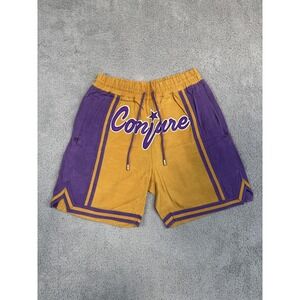 Conjure Shorts Mens Small Canvas Los Angeles Graphic Drawstring Hip Hop Streetwe